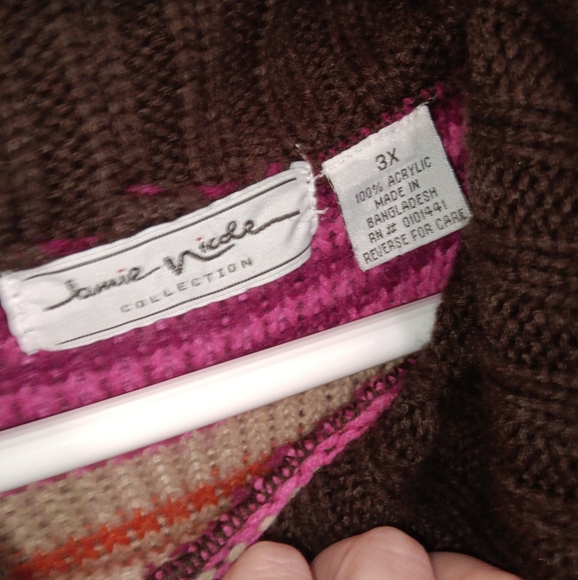 Jamie Nicole Collection Striped Multicolor Cowl Neck Sweater - Picture 3 of 3